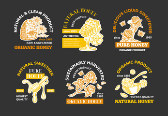 Label logo design set for organic honey product