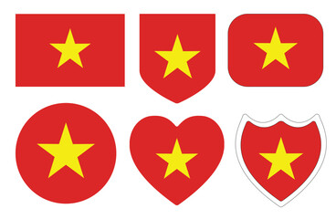 Vietnam flag in a design shape set. Flag of Vietnam in a design shape set.