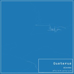 Blueprint US city map of Gustavus, Alaska.