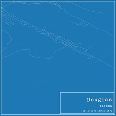 Blueprint US city map of Douglas, Alaska.