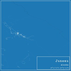 Blueprint US city map of Juneau, Alaska.