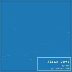 Blueprint US city map of Elfin Cove, Alaska.