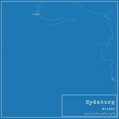 Blueprint US city map of Hydaburg, Alaska.