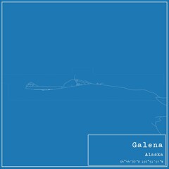 Blueprint US city map of Galena, Alaska.
