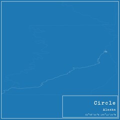 Blueprint US city map of Circle, Alaska.
