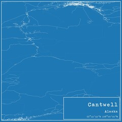 Blueprint US city map of Cantwell, Alaska.