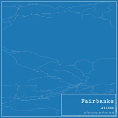 Blueprint US city map of Fairbanks, Alaska.