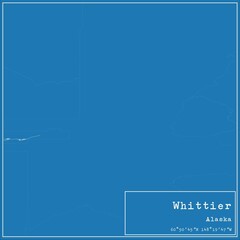 Blueprint US city map of Whittier, Alaska.