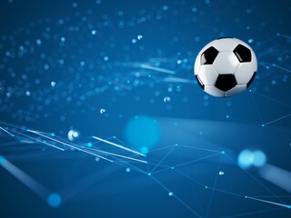 football ball 3d object. 3d illustration. graphic background element. sport abstract backdrop. soccer render design competition concept art. digital technology element beautiful lighting ground empty