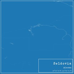 Blueprint US city map of Seldovia, Alaska.