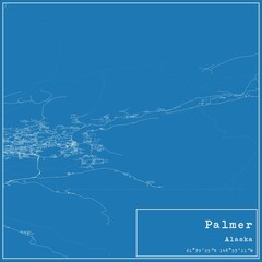 Blueprint US city map of Palmer, Alaska.