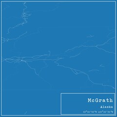 Blueprint US city map of McGrath, Alaska.