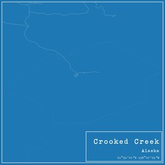 Blueprint US city map of Crooked Creek, Alaska.
