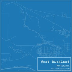 Blueprint US city map of West Richland, Washington.