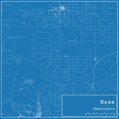 Blueprint US city map of Mesa, Washington.