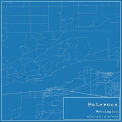Blueprint US city map of Paterson, Washington.