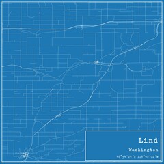 Blueprint US city map of Lind, Washington.