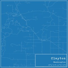 Blueprint US city map of Clayton, Washington.