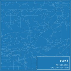 Blueprint US city map of Ford, Washington.