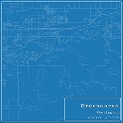 Blueprint US city map of Greenacres, Washington.