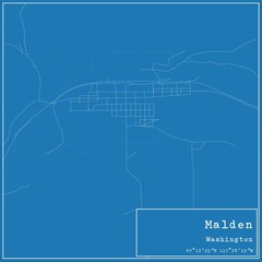 Blueprint US city map of Malden, Washington.