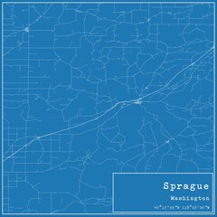Blueprint US city map of Sprague, Washington.