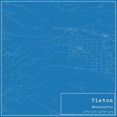 Blueprint US city map of Tieton, Washington.