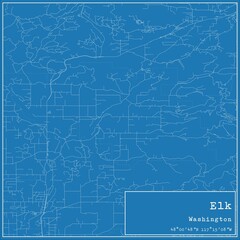 Blueprint US city map of Elk, Washington.