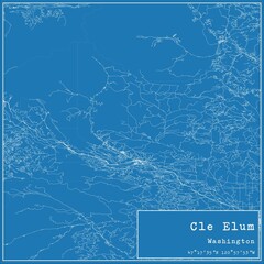 Blueprint US city map of Cle Elum, Washington.