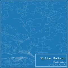 Blueprint US city map of White Salmon, Washington.