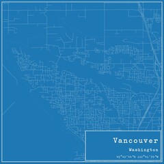 Blueprint US city map of Vancouver, Washington.