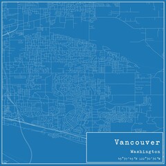 Blueprint US city map of Vancouver, Washington.