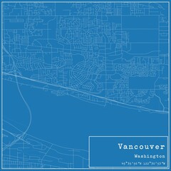 Blueprint US city map of Vancouver, Washington.