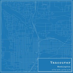 Blueprint US city map of Vancouver, Washington.