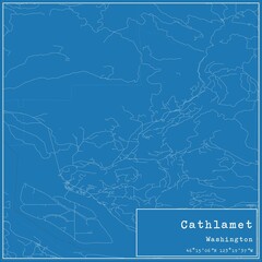 Blueprint US city map of Cathlamet, Washington.