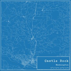 Blueprint US city map of Castle Rock, Washington.
