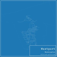Blueprint US city map of Westport, Washington.