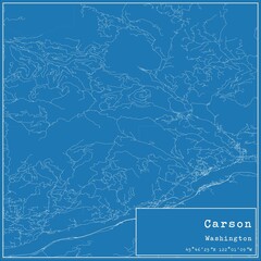 Blueprint US city map of Carson, Washington.