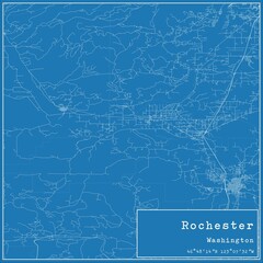 Blueprint US city map of Rochester, Washington.