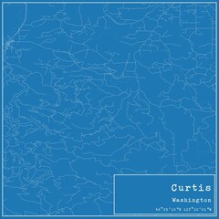 Blueprint US city map of Curtis, Washington.