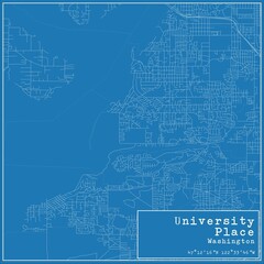 Blueprint US city map of University Place, Washington.