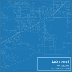 Blueprint US city map of Lakewood, Washington.