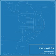 Blueprint US city map of Suquamish, Washington.
