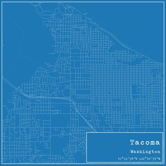 Fototapeta premium Blueprint US city map of Tacoma, Washington.