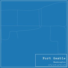 Blueprint US city map of Port Gamble, Washington.