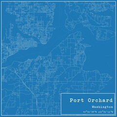 Blueprint US city map of Port Orchard, Washington.