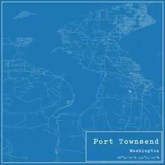 Blueprint US city map of Port Townsend, Washington.