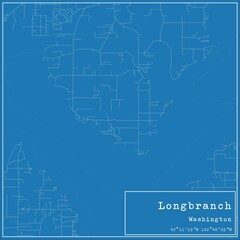 Blueprint US city map of Longbranch, Washington.