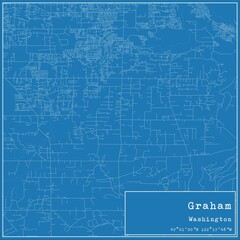 Blueprint US city map of Graham, Washington.
