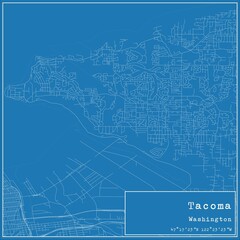 Blueprint US city map of Tacoma, Washington.
